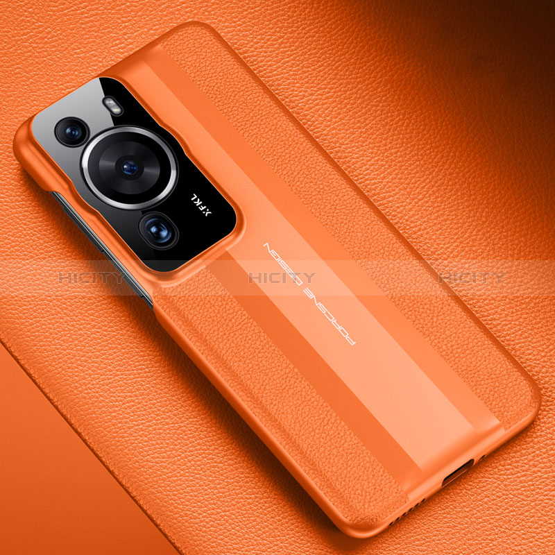 Custodia Lusso Pelle Cover QK3 per Huawei P60 Arancione
