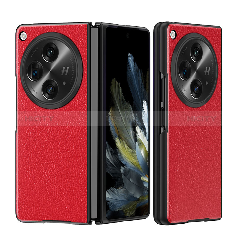Custodia Lusso Pelle Cover QK3 per OnePlus Open 5G Rosso