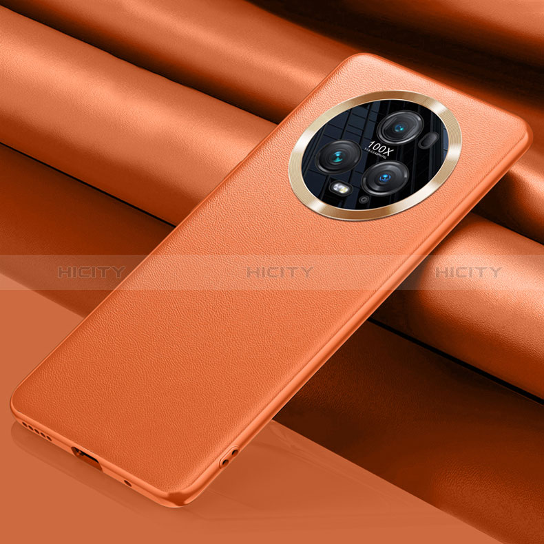 Custodia Lusso Pelle Cover QK5 per Huawei Honor Magic5 Pro 5G Arancione