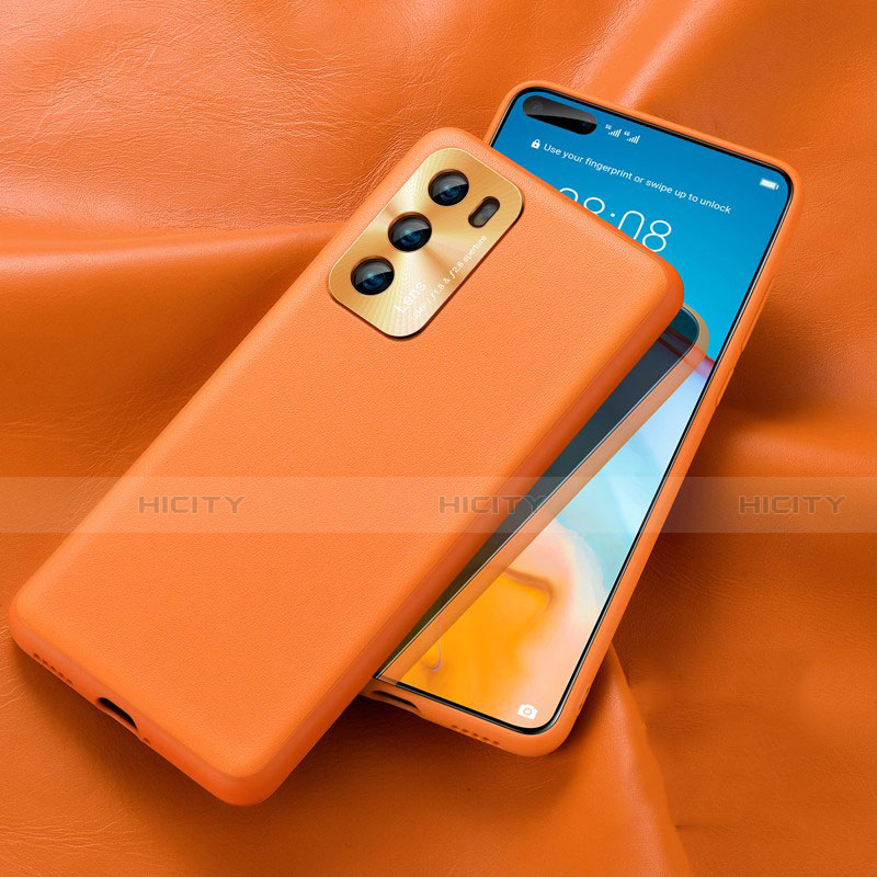 Custodia Lusso Pelle Cover R01 per Huawei P40 Arancione
