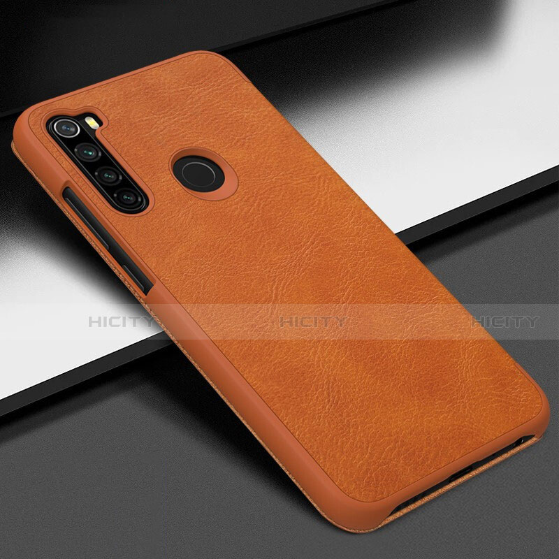 Custodia Lusso Pelle Cover R01 per Xiaomi Redmi Note 8 (2021) Arancione