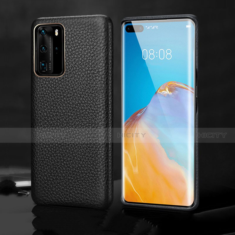 Custodia Lusso Pelle Cover R02 per Huawei P40 Pro Nero