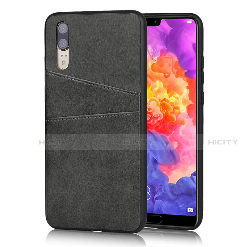 Custodia Lusso Pelle Cover R03 per Huawei P20 Nero