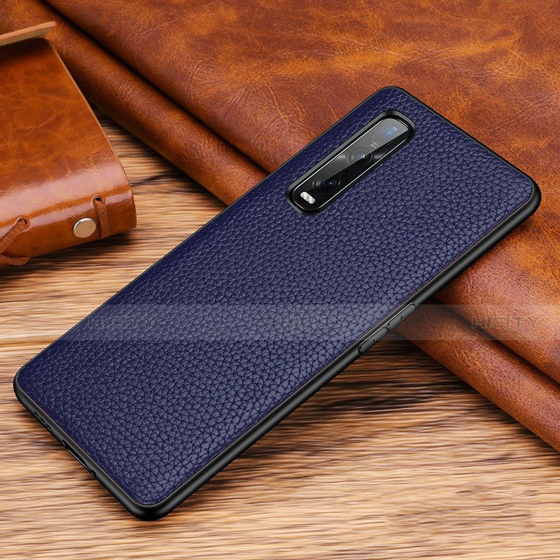 Custodia Lusso Pelle Cover R03 per Oppo Find X2 Pro Blu