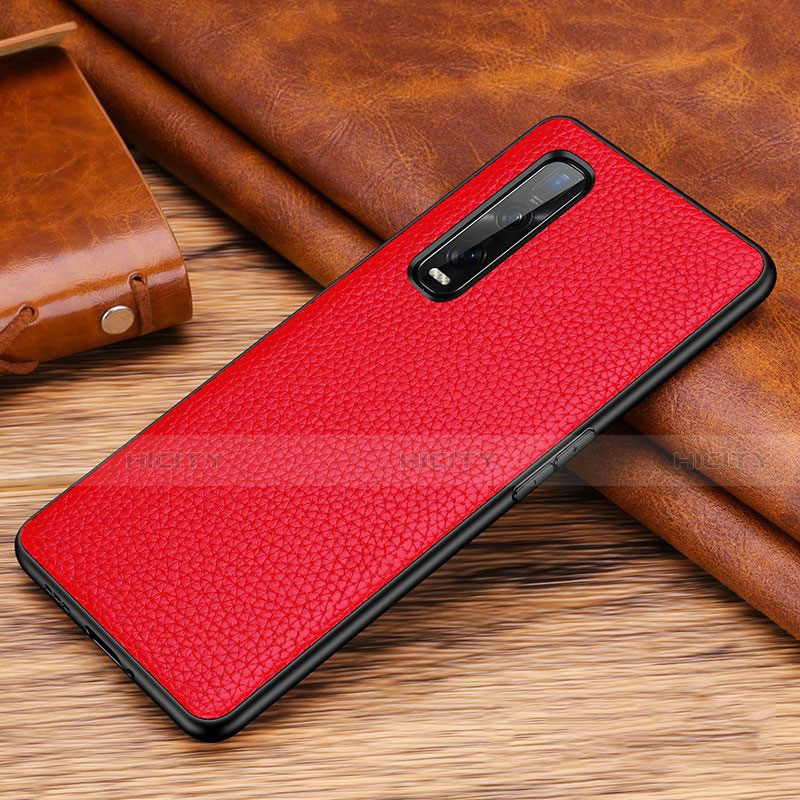 Custodia Lusso Pelle Cover R03 per Oppo Find X2 Pro Rosso