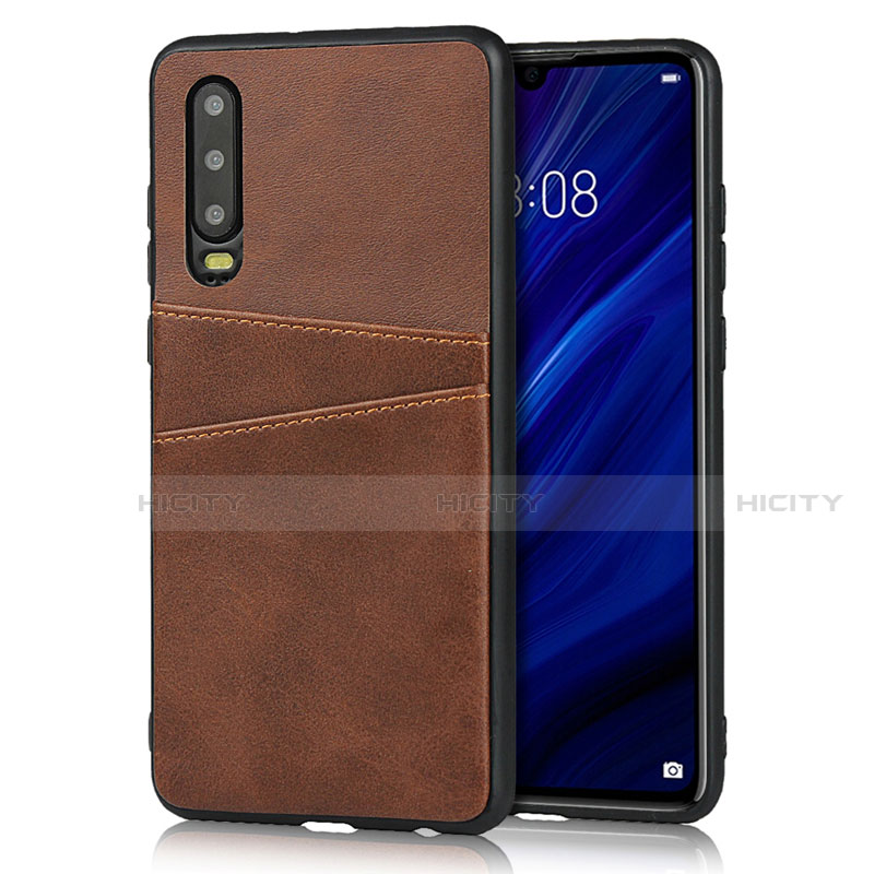 Custodia Lusso Pelle Cover R09 per Huawei P30 Marrone