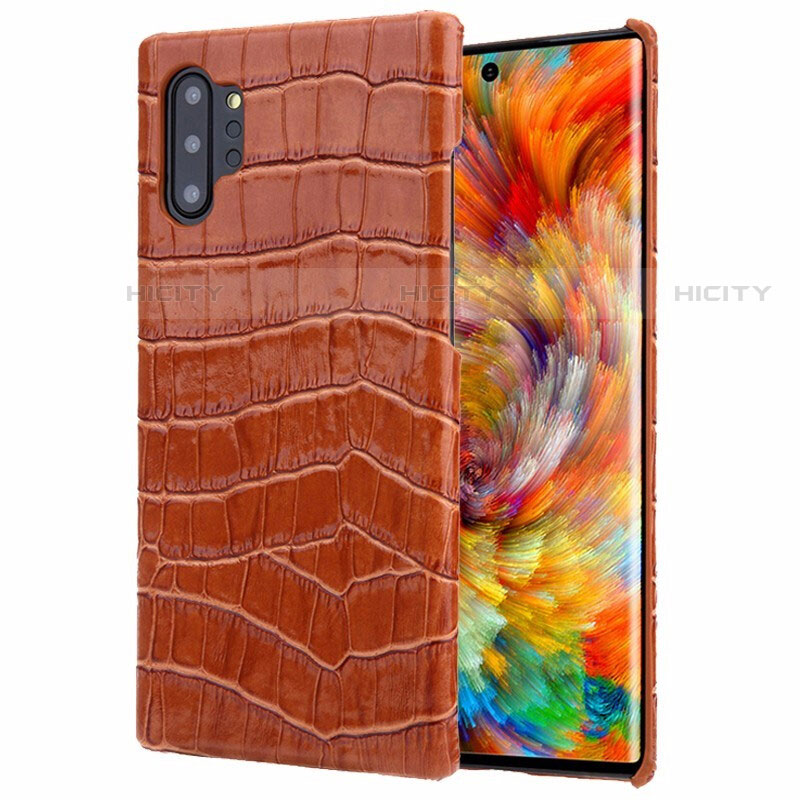 Custodia Lusso Pelle Cover S01 per Samsung Galaxy Note 10 Plus Marrone