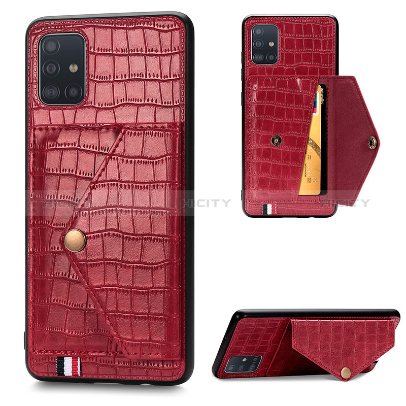 Custodia Lusso Pelle Cover S01D per Samsung Galaxy A51 5G Rosso