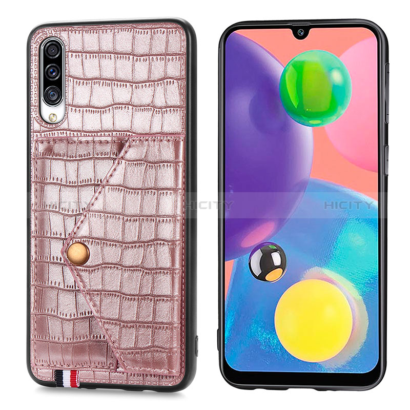 Custodia Lusso Pelle Cover S01D per Samsung Galaxy A70 Oro Rosa