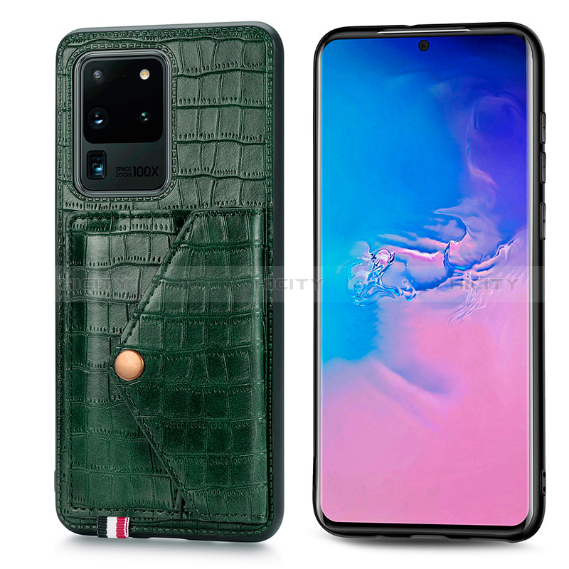 Custodia Lusso Pelle Cover S01D per Samsung Galaxy S20 Ultra 5G Verde