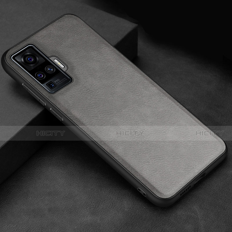 Custodia Lusso Pelle Cover S02 per Vivo X51 5G Grigio