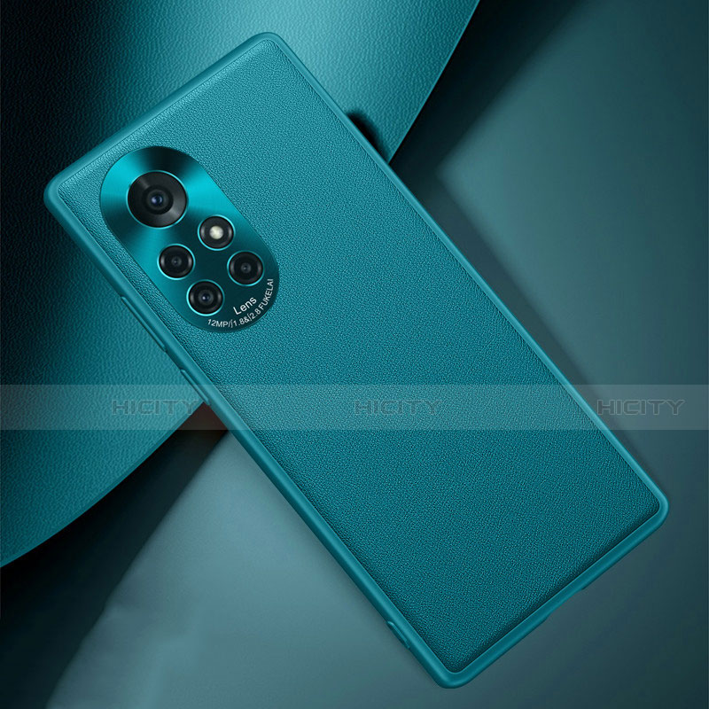 Custodia Lusso Pelle Cover S03 per Huawei Nova 8 Pro 5G Ciano