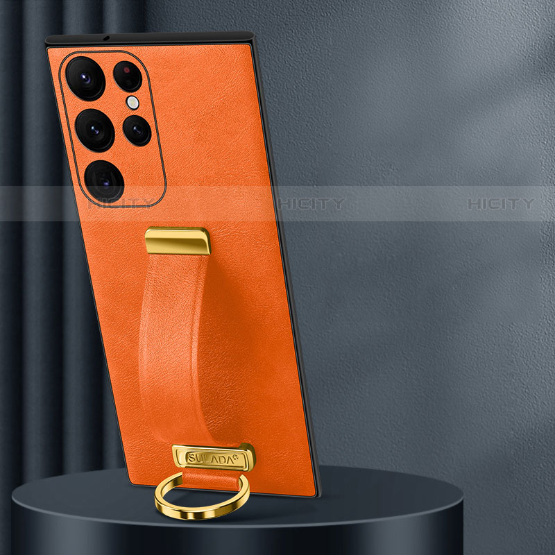 Custodia Lusso Pelle Cover S05 per Samsung Galaxy S21 Ultra 5G Arancione