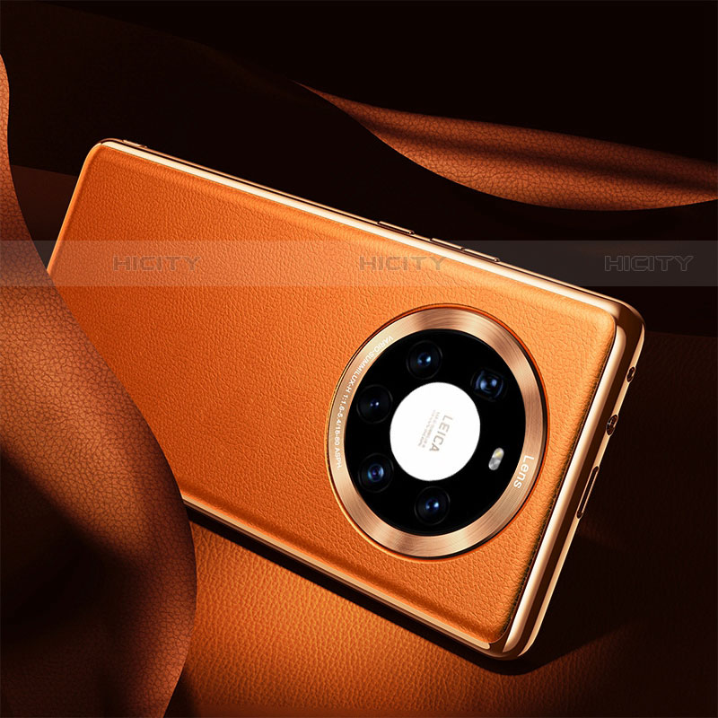 Custodia Lusso Pelle Cover S08 per Huawei Mate 40 Pro+ Plus Arancione