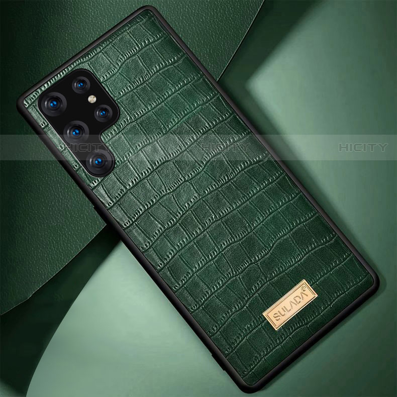 Custodia Lusso Pelle Cover S08 per Samsung Galaxy S23 Ultra 5G Verde