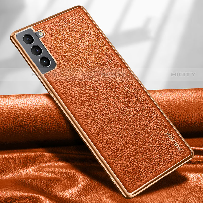 Custodia Lusso Pelle Cover S09 per Samsung Galaxy S21 FE 5G Arancione