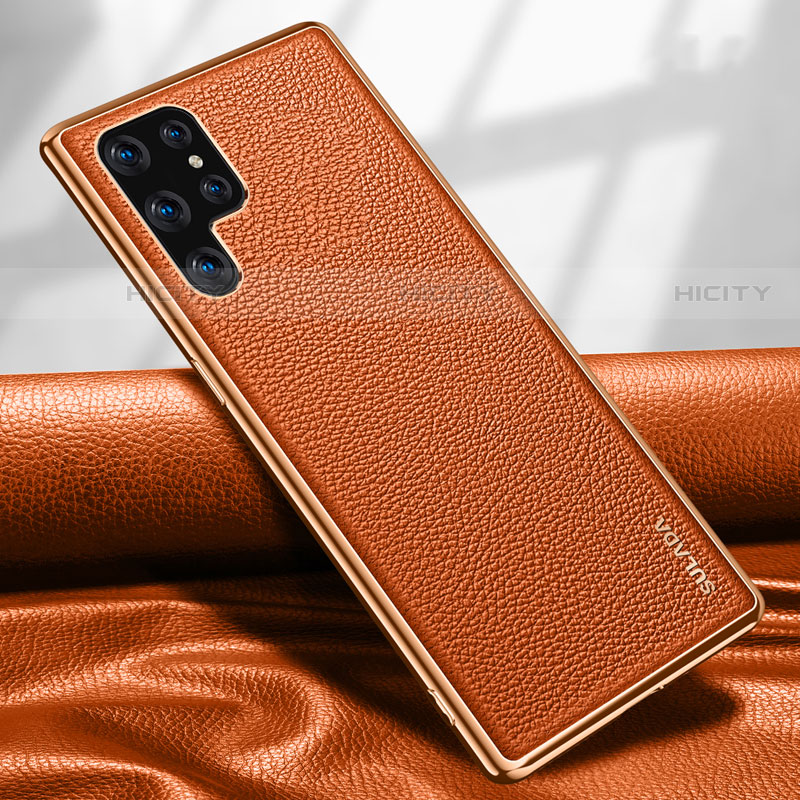 Custodia Lusso Pelle Cover S09 per Samsung Galaxy S23 Ultra 5G Arancione