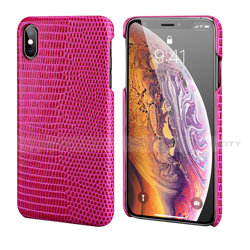 Custodia Lusso Pelle Cover S12 per Apple iPhone Xs Rosa Caldo