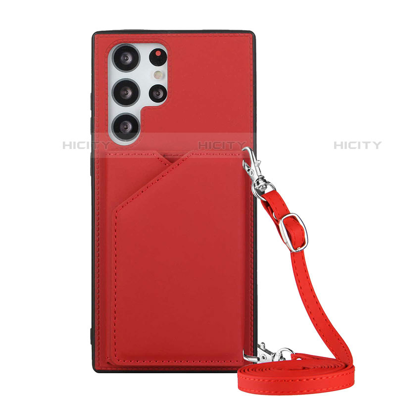 Custodia Lusso Pelle Cover Y01B per Samsung Galaxy S21 Ultra 5G Rosso