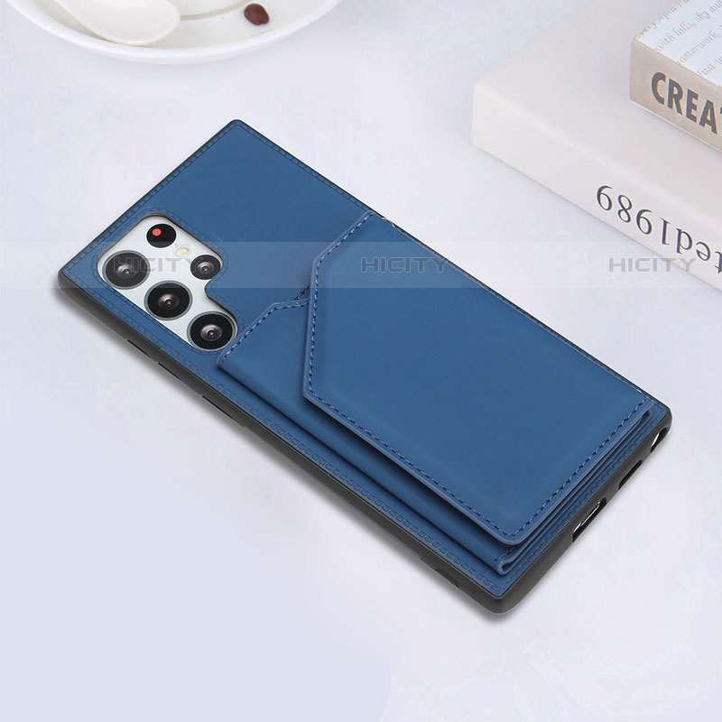 Custodia Lusso Pelle Cover Y02B per Samsung Galaxy S21 Ultra 5G Blu