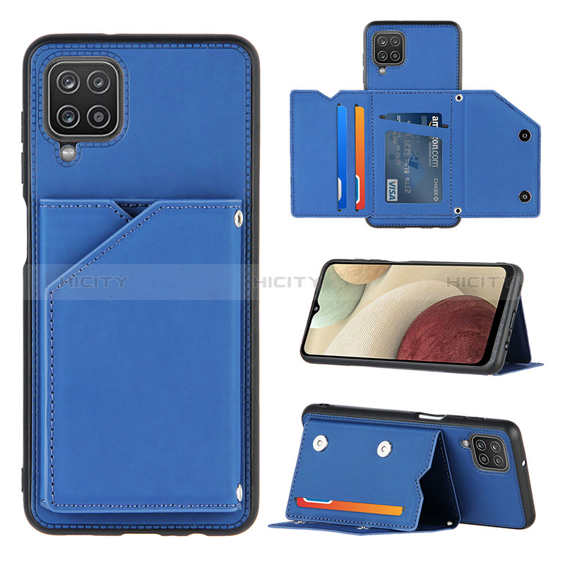 Custodia Lusso Pelle Cover Y03B per Samsung Galaxy A12 Blu