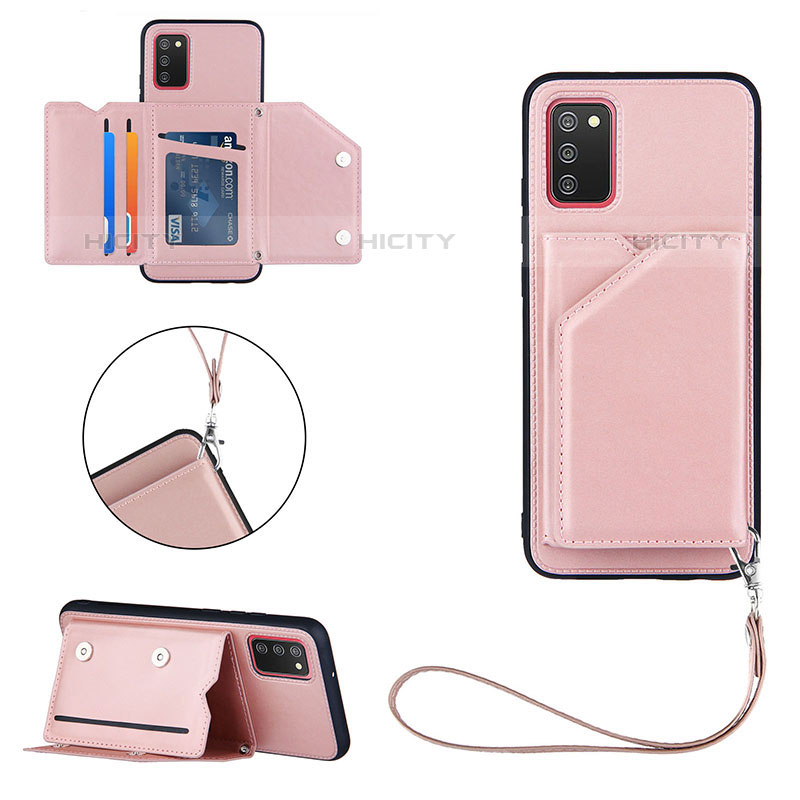 Custodia Lusso Pelle Cover Y03B per Samsung Galaxy M02s Oro Rosa