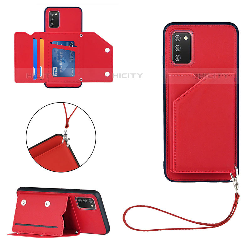 Custodia Lusso Pelle Cover Y03B per Samsung Galaxy M02s Rosso