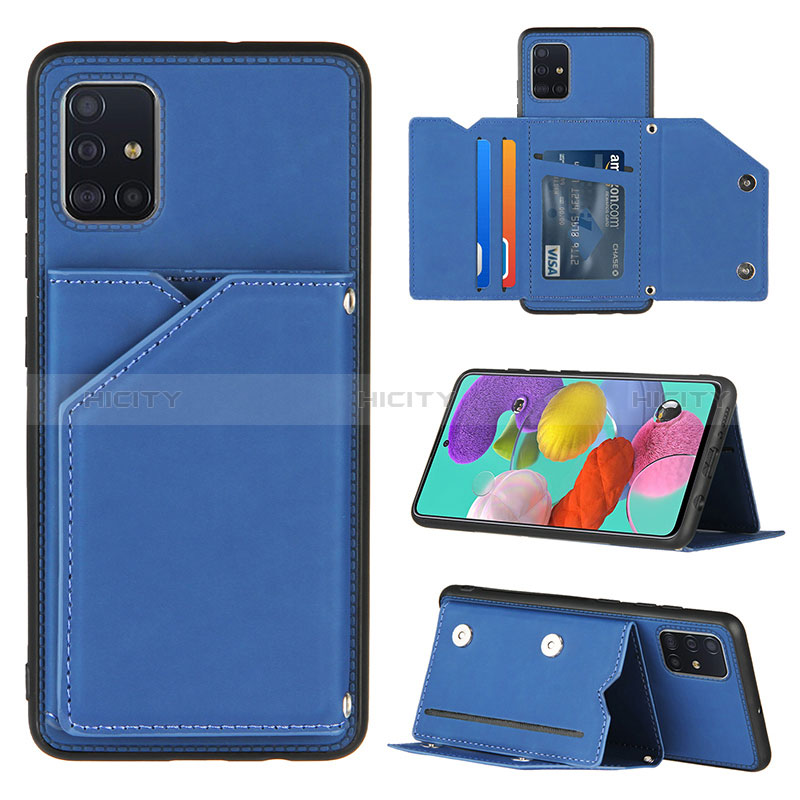 Custodia Lusso Pelle Cover Y04B per Samsung Galaxy A51 4G Blu