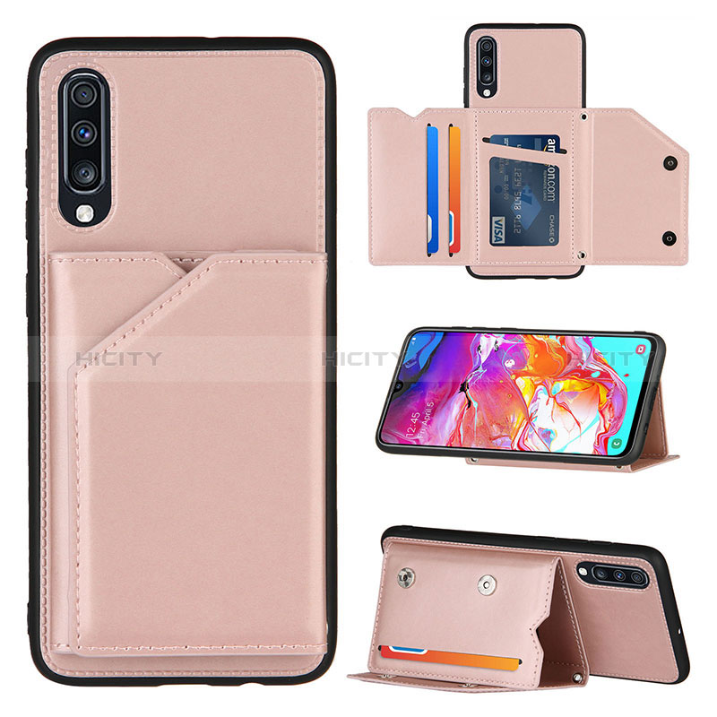 Custodia Lusso Pelle Cover Y04B per Samsung Galaxy A70 Oro Rosa