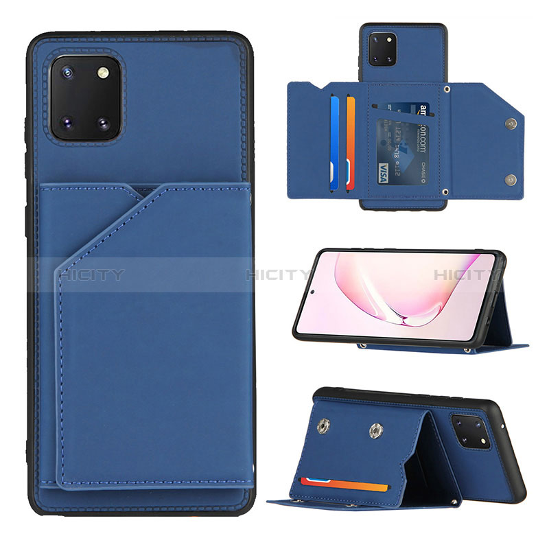 Custodia Lusso Pelle Cover Y04B per Samsung Galaxy A81 Blu