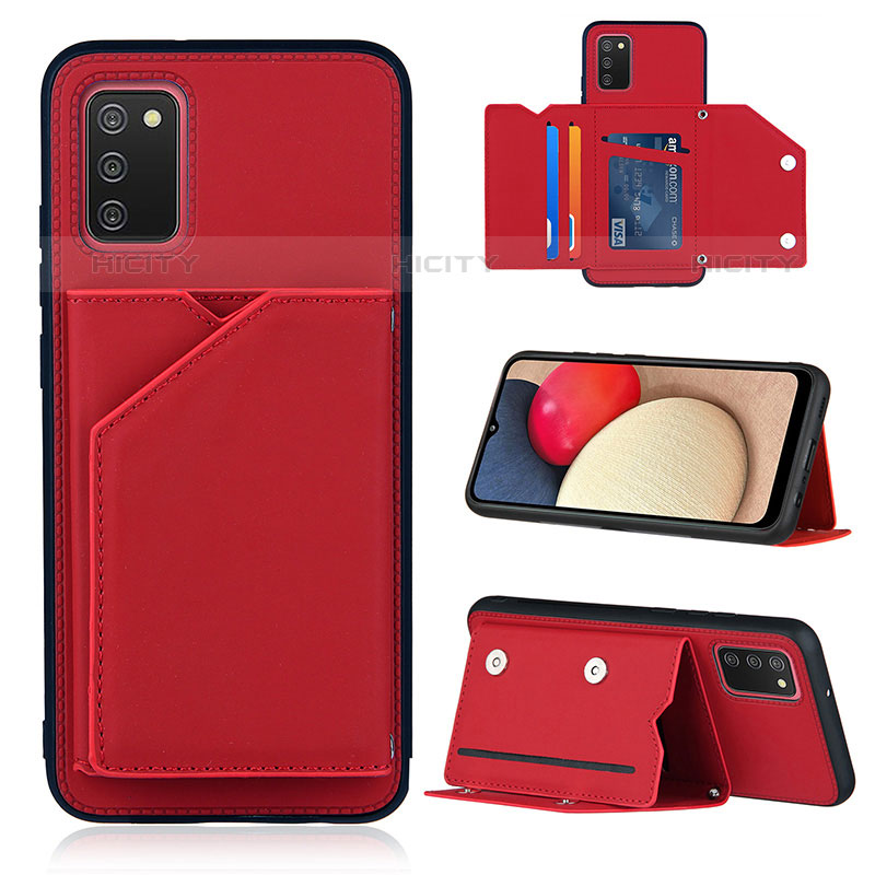 Custodia Lusso Pelle Cover Y04B per Samsung Galaxy M02s Rosso