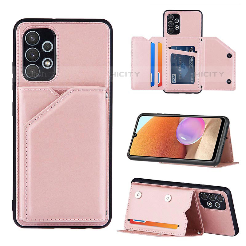 Custodia Lusso Pelle Cover Y04B per Samsung Galaxy M32 5G Oro Rosa