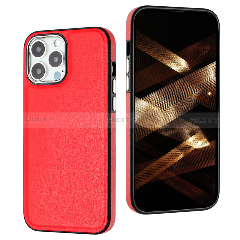 Custodia Lusso Pelle Cover Y07B per Apple iPhone 13 Pro Rosso