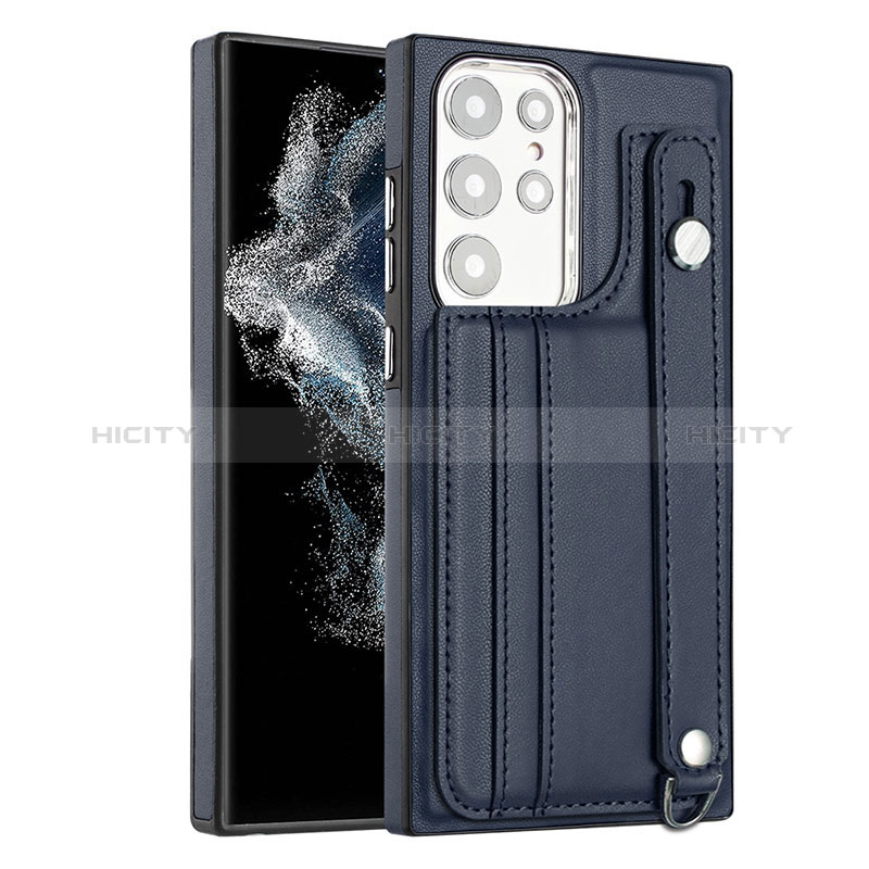 Custodia Lusso Pelle Cover YB4 per Samsung Galaxy S22 Ultra 5G Blu