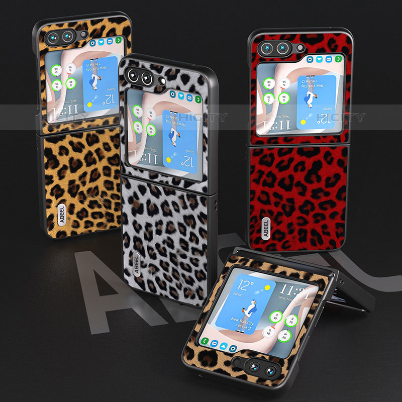 Custodia Lusso Pelle e Plastica Opaca Cover AD5 per Samsung Galaxy Z Flip5 5G