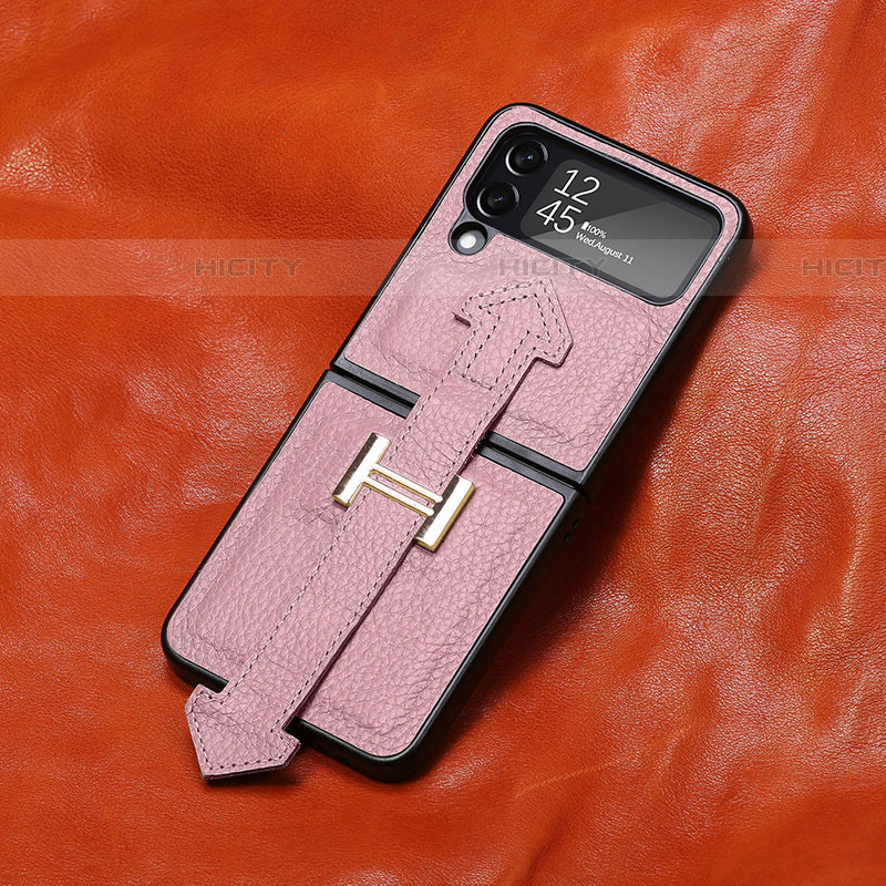 Custodia Lusso Pelle e Plastica Opaca Cover B05 per Samsung Galaxy Z Flip4 5G Oro Rosa