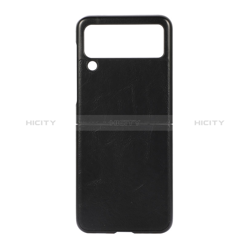 Custodia Lusso Pelle e Plastica Opaca Cover B06 per Samsung Galaxy Z Flip3 5G Nero