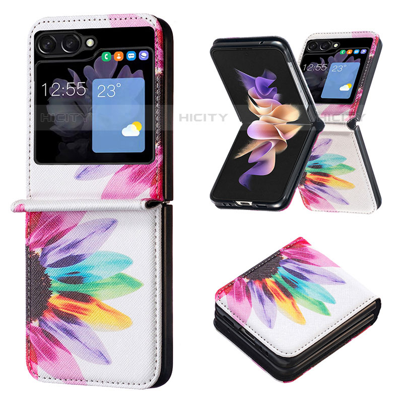 Custodia Lusso Pelle e Plastica Opaca Cover BF1 per Samsung Galaxy Z Flip5 5G