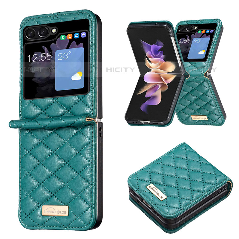 Custodia Lusso Pelle e Plastica Opaca Cover BF5 per Samsung Galaxy Z Flip5 5G