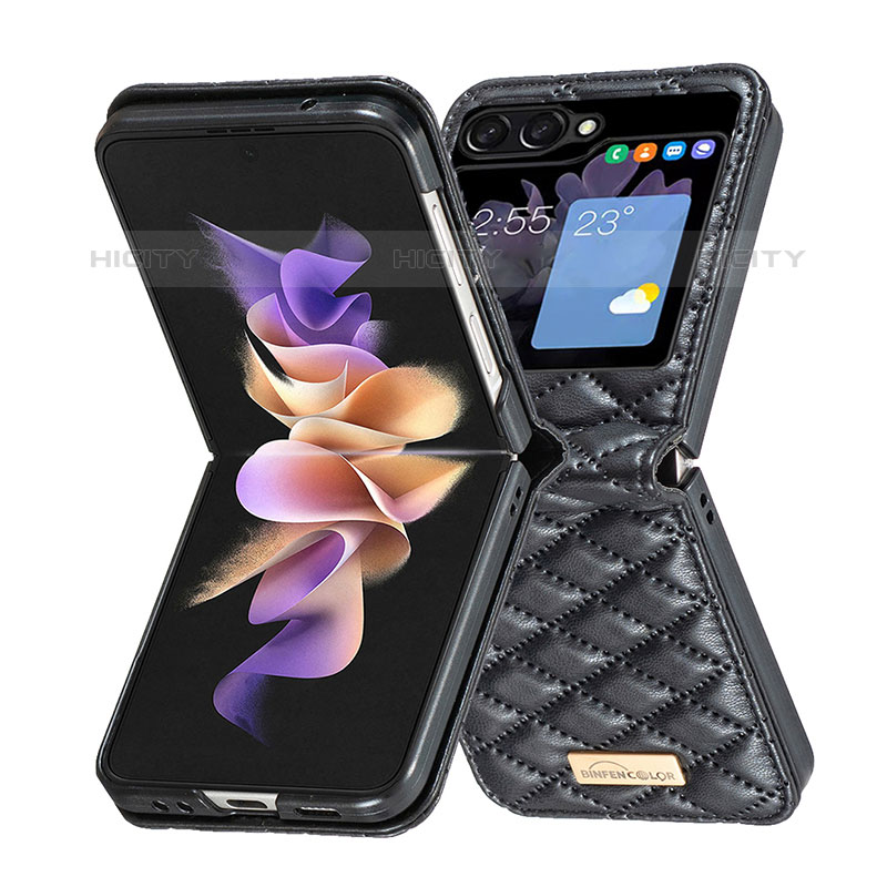 Custodia Lusso Pelle e Plastica Opaca Cover BF5 per Samsung Galaxy Z Flip5 5G