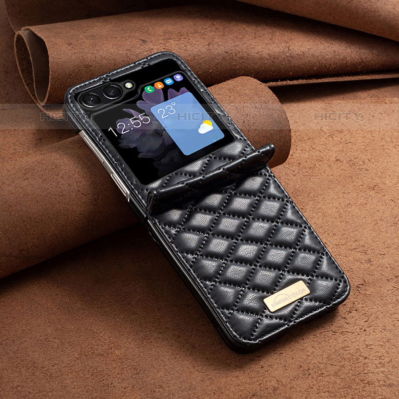 Custodia Lusso Pelle e Plastica Opaca Cover BF6 per Samsung Galaxy Z Flip5 5G