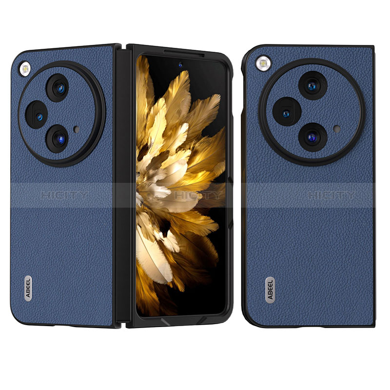 Custodia Lusso Pelle e Plastica Opaca Cover BH14 per OnePlus Open 5G Blu