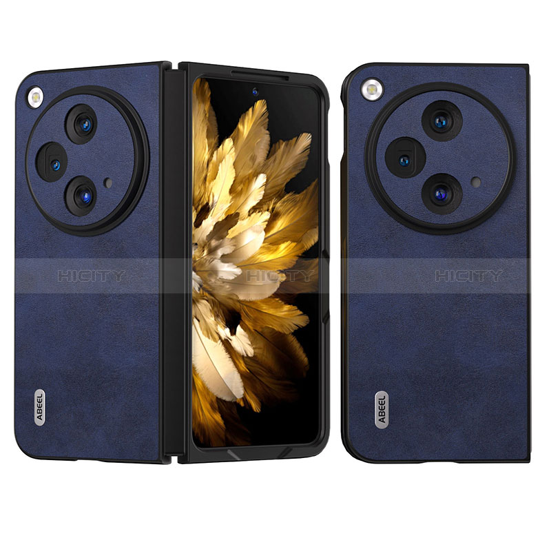 Custodia Lusso Pelle e Plastica Opaca Cover BH21 per OnePlus Open 5G Blu