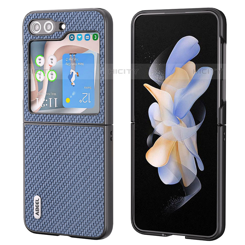 Custodia Lusso Pelle e Plastica Opaca Cover BH3 per Samsung Galaxy Z Flip5 5G Cielo Blu