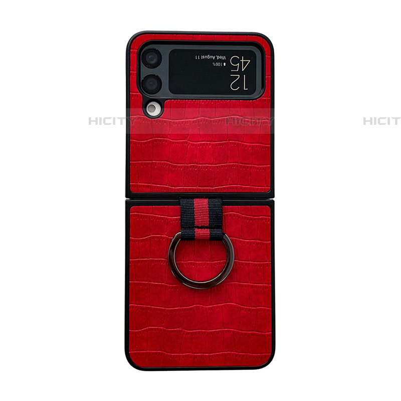 Custodia Lusso Pelle e Plastica Opaca Cover C02 per Samsung Galaxy Z Flip4 5G Rosso