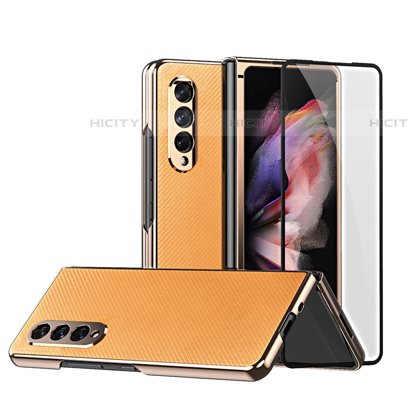 Custodia Lusso Pelle e Plastica Opaca Cover C03 per Samsung Galaxy Z Fold4 5G Arancione