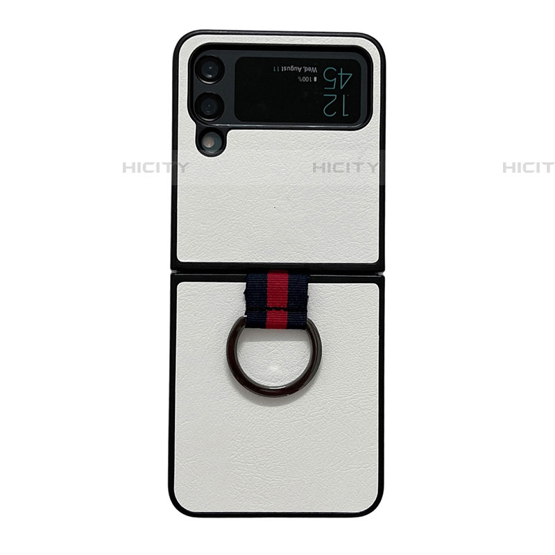 Custodia Lusso Pelle e Plastica Opaca Cover C04 per Samsung Galaxy Z Flip4 5G Bianco