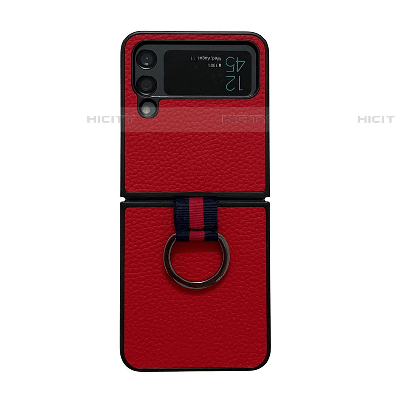 Custodia Lusso Pelle e Plastica Opaca Cover C05 per Samsung Galaxy Z Flip4 5G Rosso