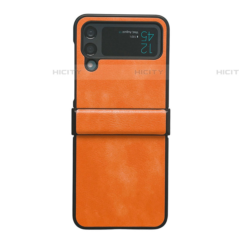 Custodia Lusso Pelle e Plastica Opaca Cover C08 per Samsung Galaxy Z Flip4 5G Arancione
