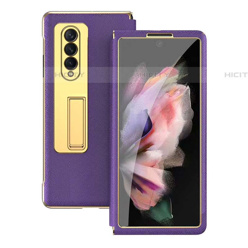 Custodia Lusso Pelle e Plastica Opaca Cover C08 per Samsung Galaxy Z Fold4 5G Viola